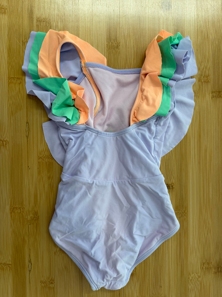 Beach Ligno Swimsuit – 3T | Lilac Orange & Green Flutter Sleeve
