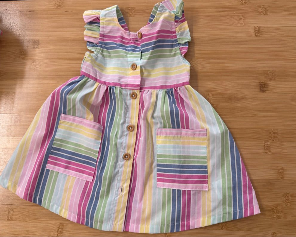 Penelope Mack Striped Dress & Diaper Cover – 18M | Button-Up Like New - Nest and Sprout-Consignment