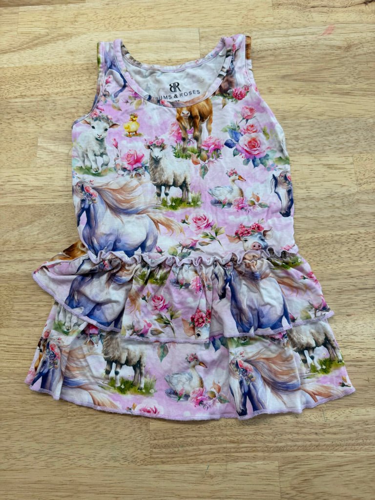 Bums and Roses Peplum Top – 3T | Floral Duck Print - Nest and Sprout-Consignment