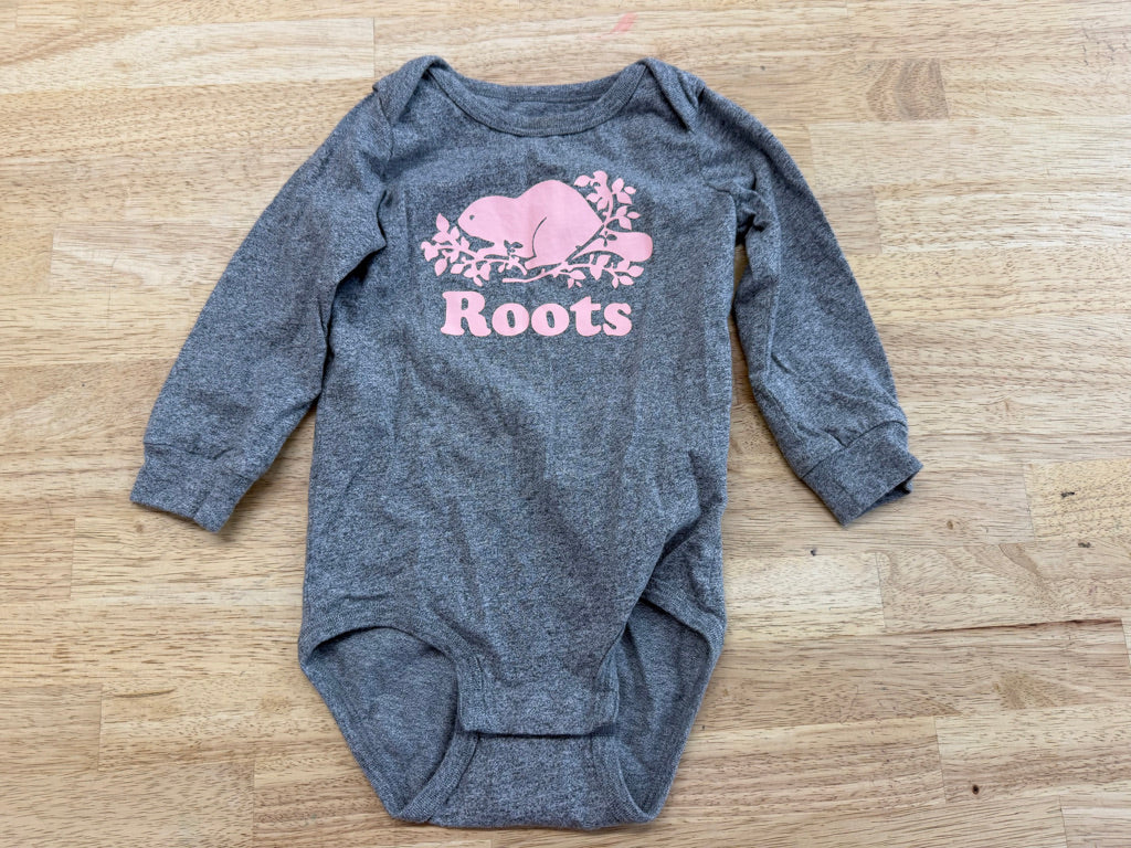 Roots Long Sleeve Bodysuit – 18-24M | Grey | Pink Beaver
