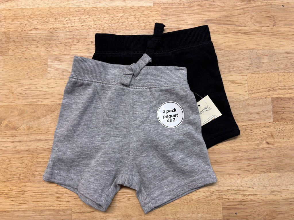 George Two - Pack Shorts – 0–3M Grey & Black NWT - Nest and Sprout - Consignment