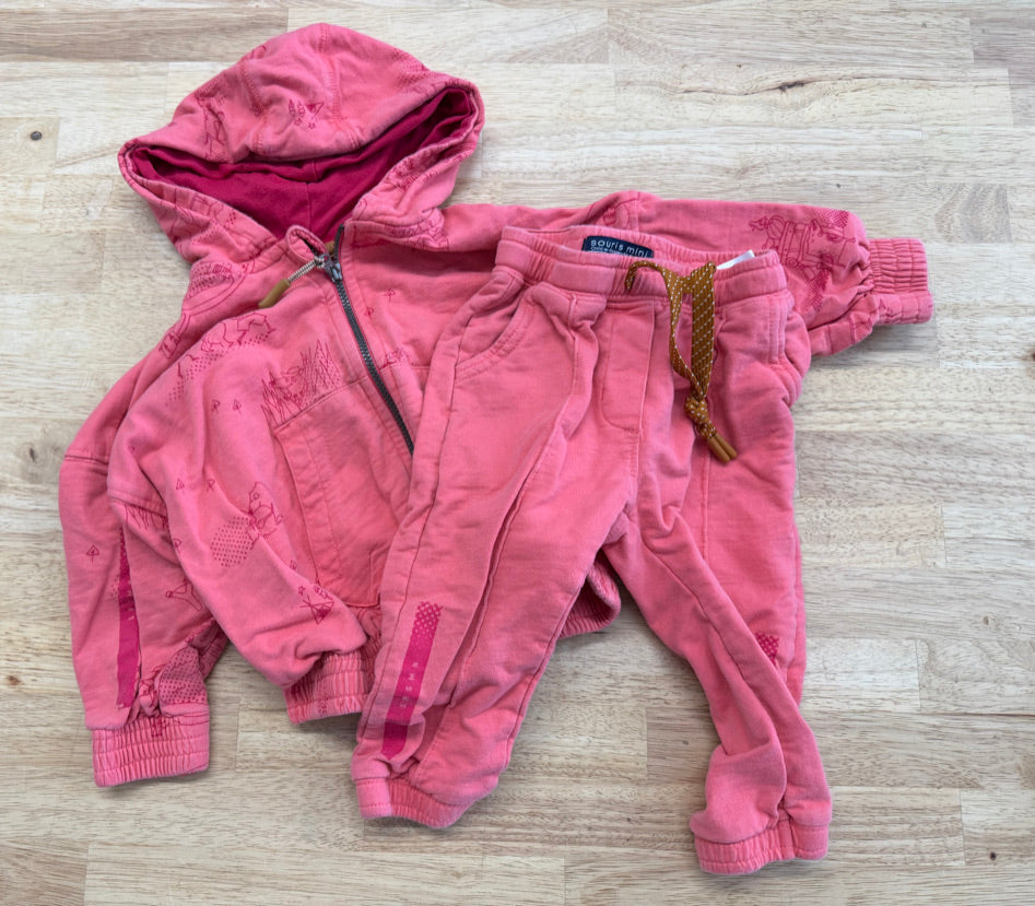 Souris Mini Jogger Set – 12–18M | Pink Matching Set