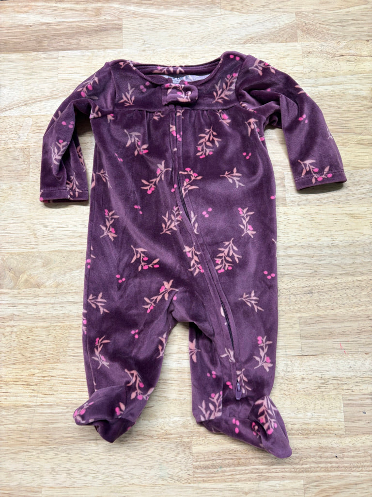 Carter’s Velour Two-Way Zip Sleeper – Purple | Newborn