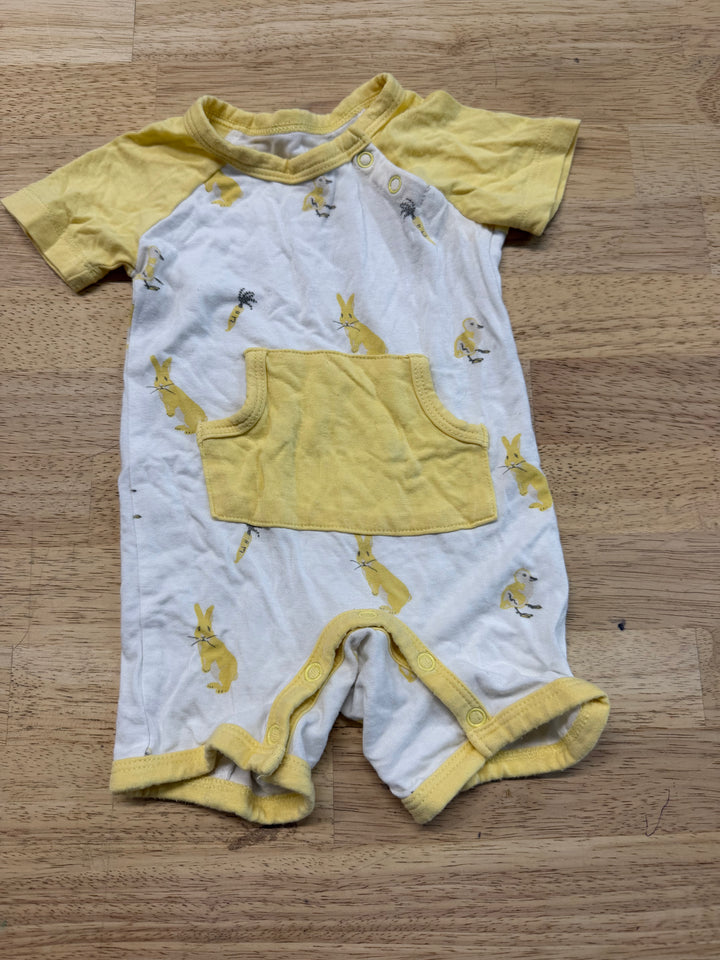 Kyte Baby Yellow Bunny Rabbit Romper – 0–3M | Snap Crotch | Play