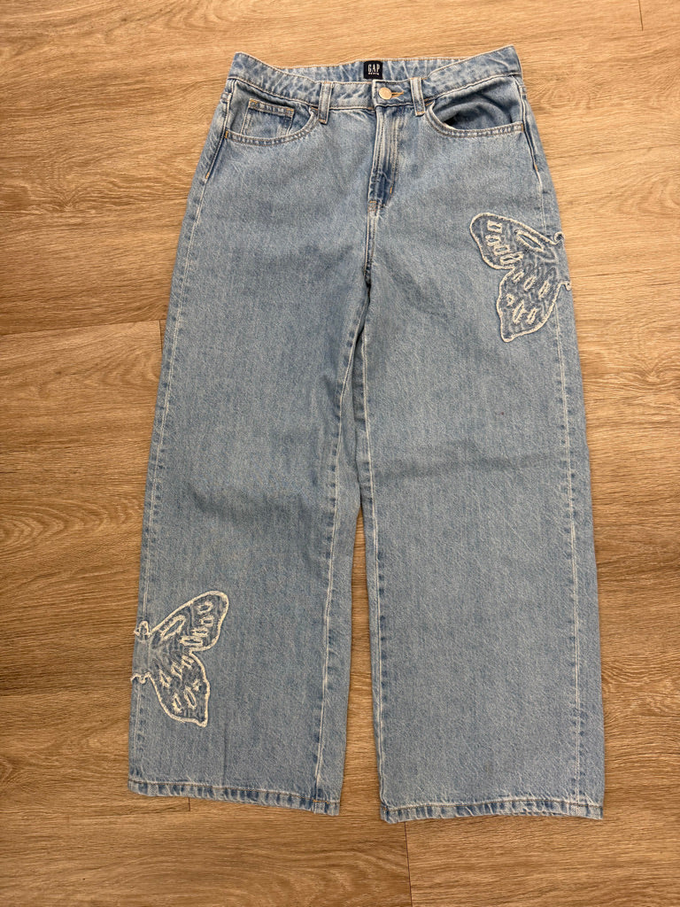 Gap Wide Leg Jeans – 18 | Light Denim Butterfly Embroidered Patch