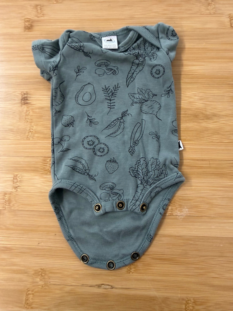 Little & Lively Vegetable Print Bodysuit – Newborn | Green