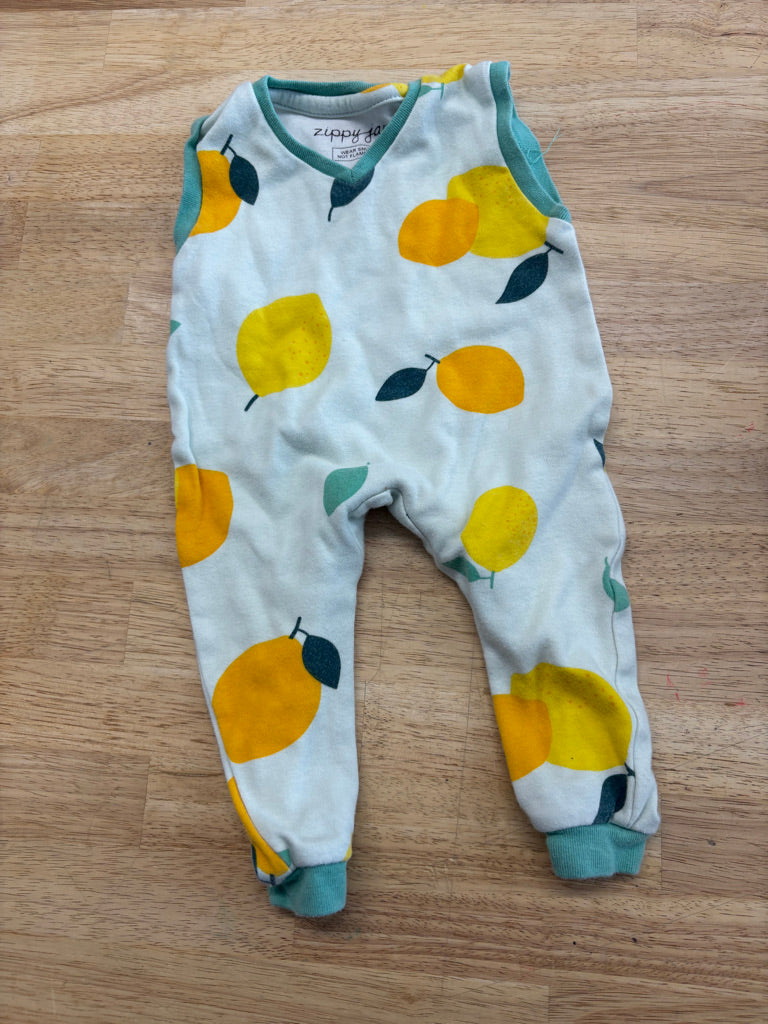 ZippyJamz Lemon Sleeveless Footless Romper | Size 0-3