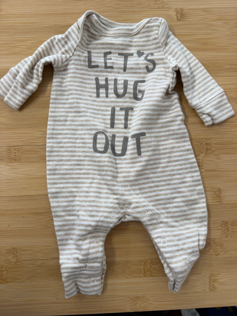 Gap Let's Hug It Out Romper – Newborn | Brown Stripe Button-Up