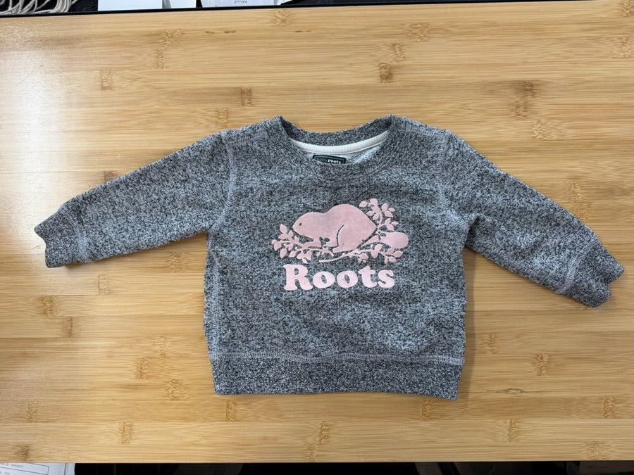 Roots Velour Pullover Sweatshirt – 12–18M | Pink Beaver - Nest and Sprout-Consignment