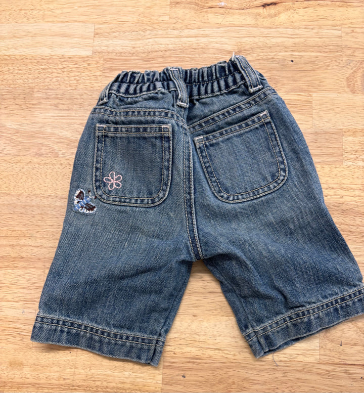 Gap 12–18M Denim Bermuda Shorts – Butterfly Embroidery
