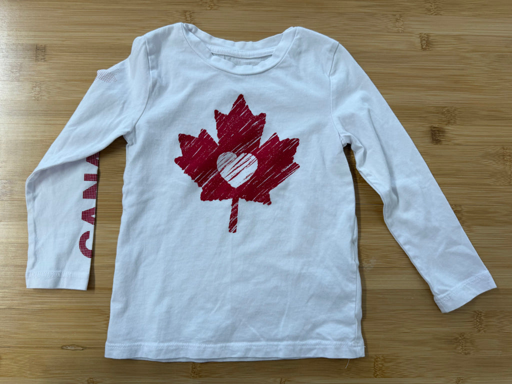 Joe Fresh Maple Leaf Shirt – 3Y | White Long Sleeve Red Maple Leaf | Holiday