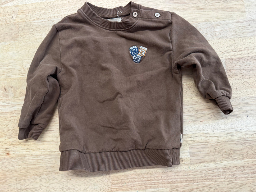 Wheat Sweatshirt – 12 Months | Brown | Alphabet Wooden Cube Embroidery
