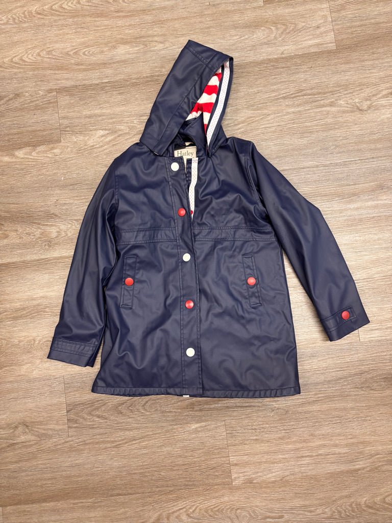 Hatley Rain Splash Jacket – Size 12 – Navy Blue / Like New - Nest and Sprout - Consignment