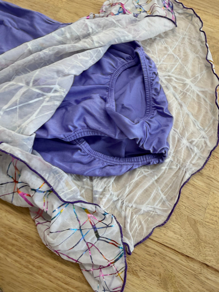 Leotard – Size 10 | Purple & Cream Tie-Dye Skirt