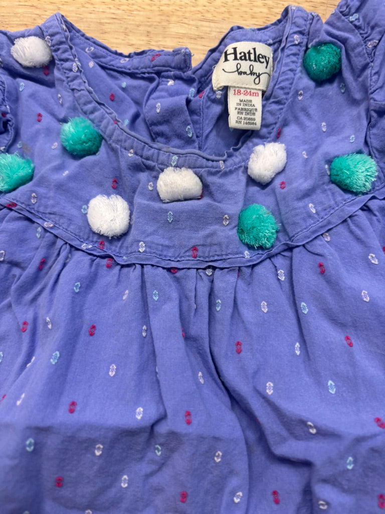 Hatley Dress – Purple Pompom 18-24<