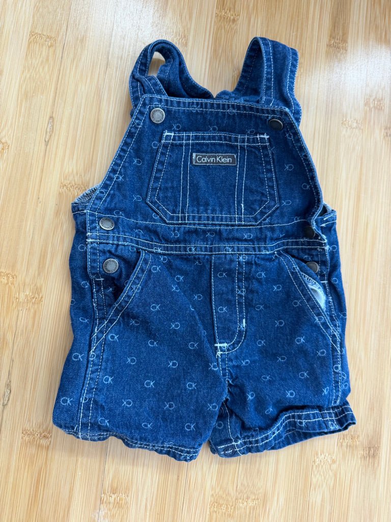 Calvin Klein Denim Short Overalls – 3–6M - Nest and Sprout-Consignment