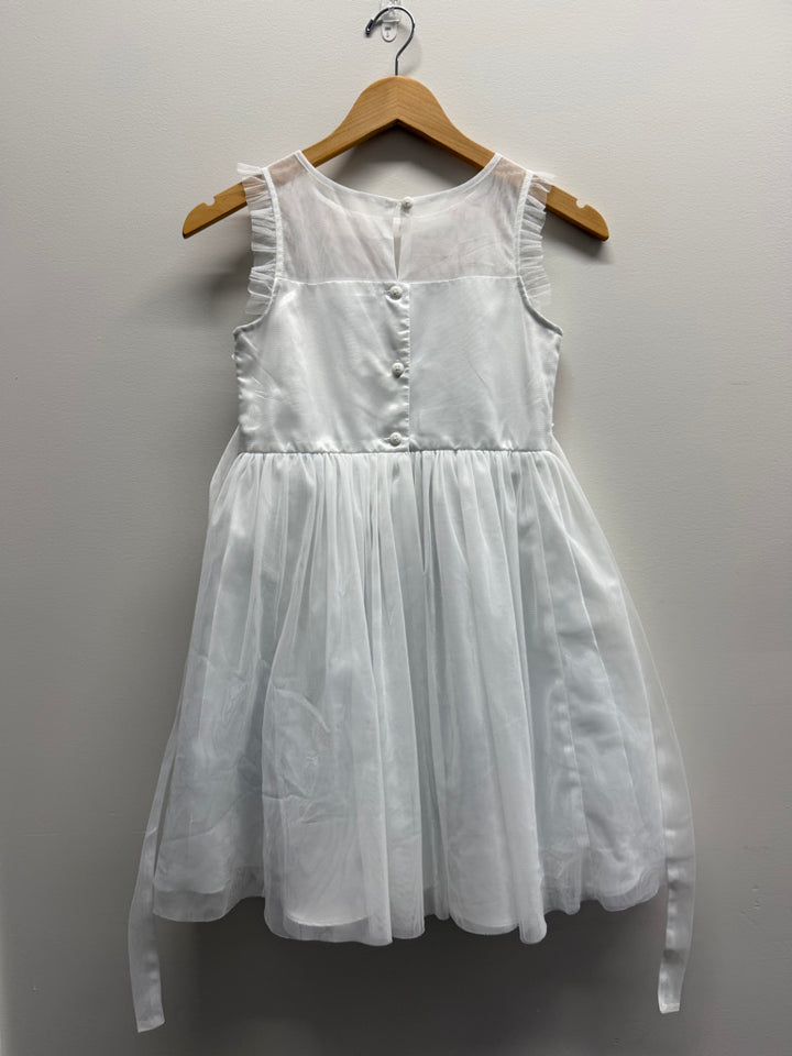 Jona Michelle Special Occasion Dress – 10 | White Tulle Floral Back Button-Up