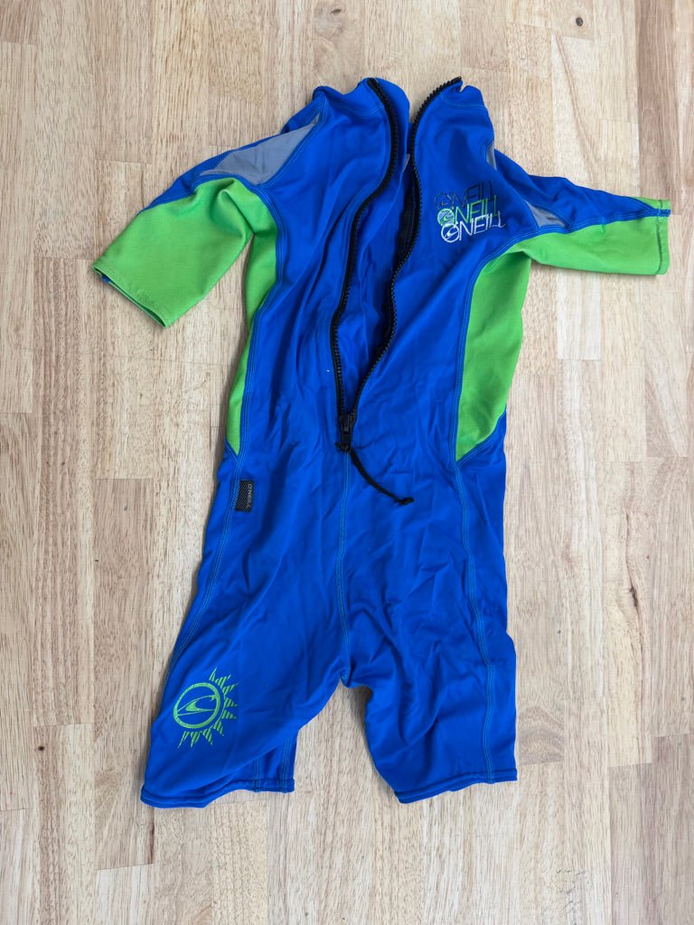 O'Neill One - Piece Swimsuit – Size 4 | Blue & Green, Zip - Up, UV Protection - Nest and Sprout - Consignment