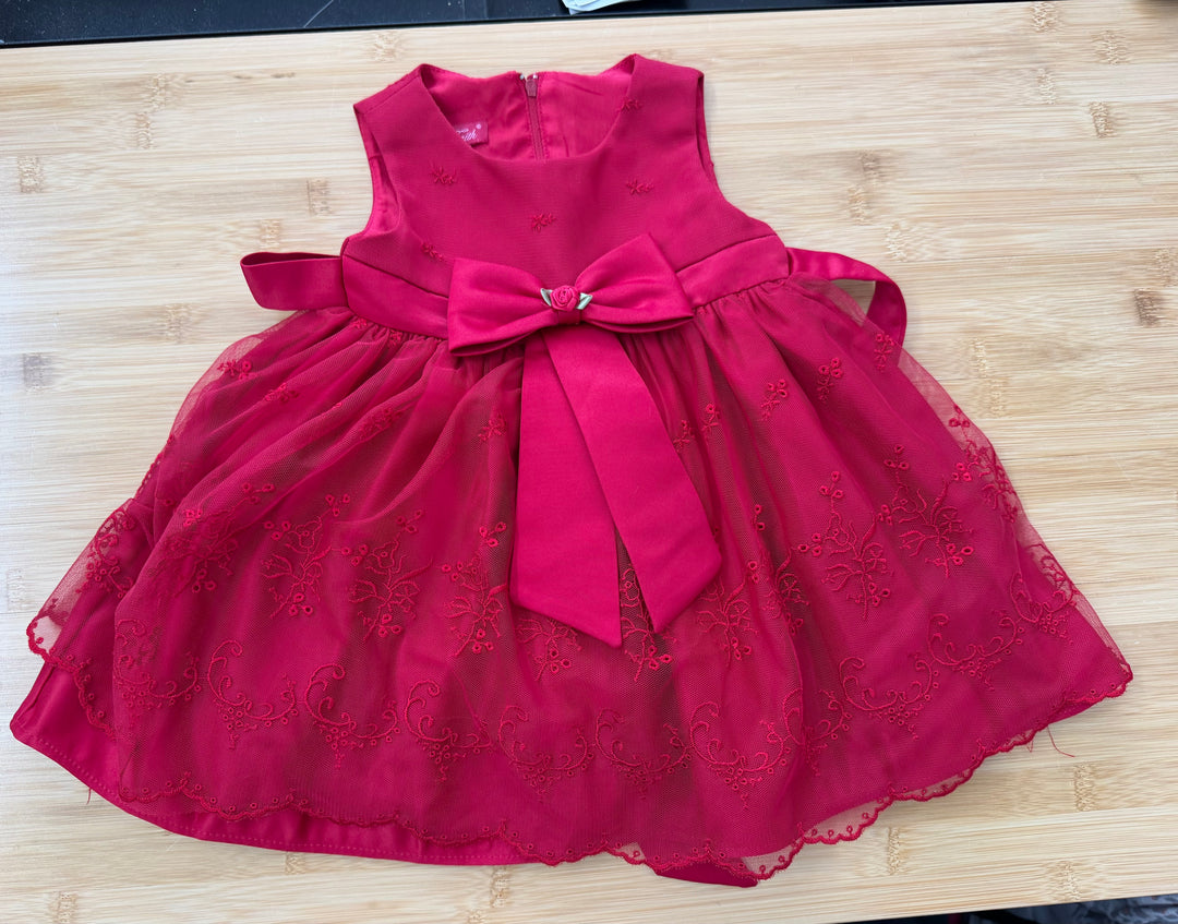 Princess Faith Red Special Occasion Dress – 18M | Tulle Overlay Excellent