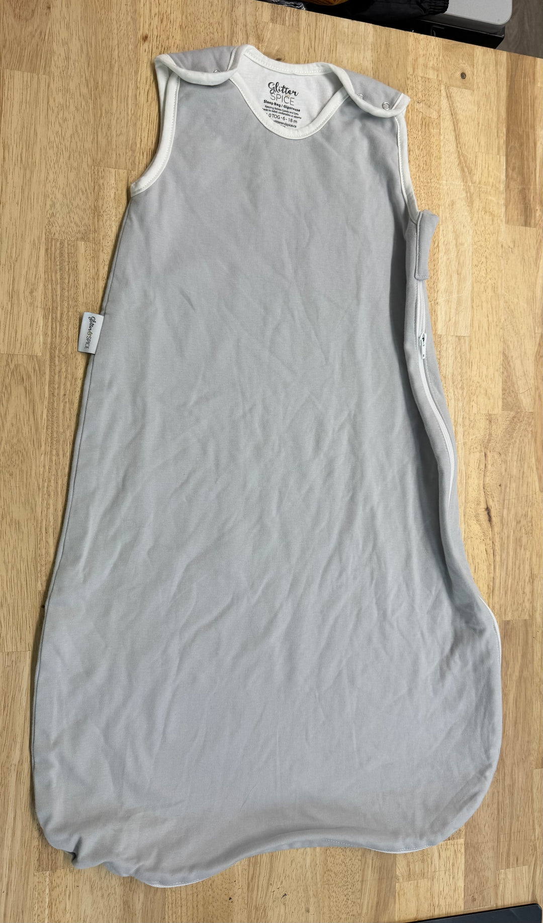Glitter & Spice Sleep Bag – 6–18M | Light Grey 1 Tog Like New