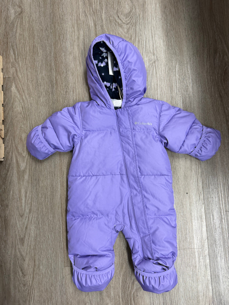 Columbia Down-Filled Snowsuit – 3–6M | Purple Navy Interior Fold-Over Hands & Feet