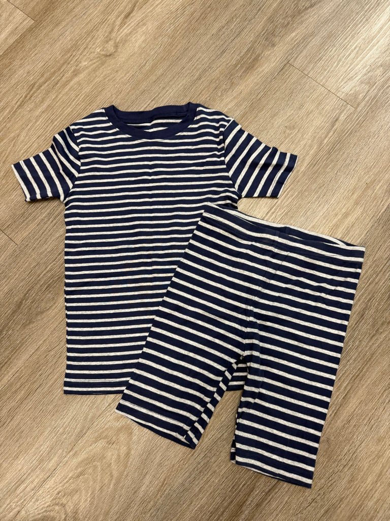 Carter's PJ Set – 10Y | Blue & Grey Stripe Excellent Shorts & Short Sleeve - Nest and Sprout-Consignment