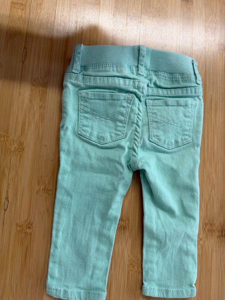 Baby Gap 1969 Jeans – 6–12M | Light Green Elastic Waist - Nest and Sprout-Consignment