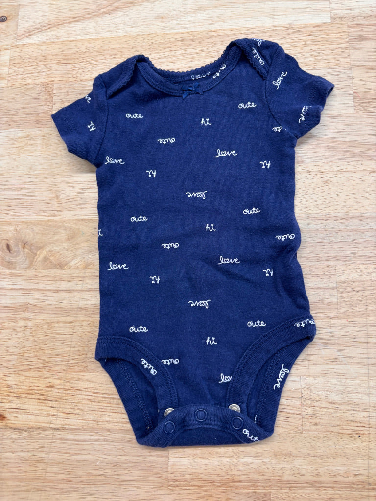 Carters Bodysuit – Size NB (Ruffle Neck, Navy)