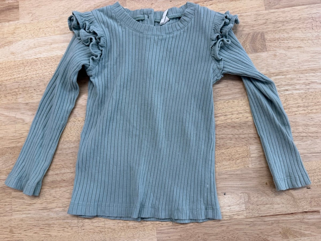 Kate Quinn Light Green Ribbed Ruffle Cap Sleeve Shirt – 4T | Play - Nest and Sprout-Consignment