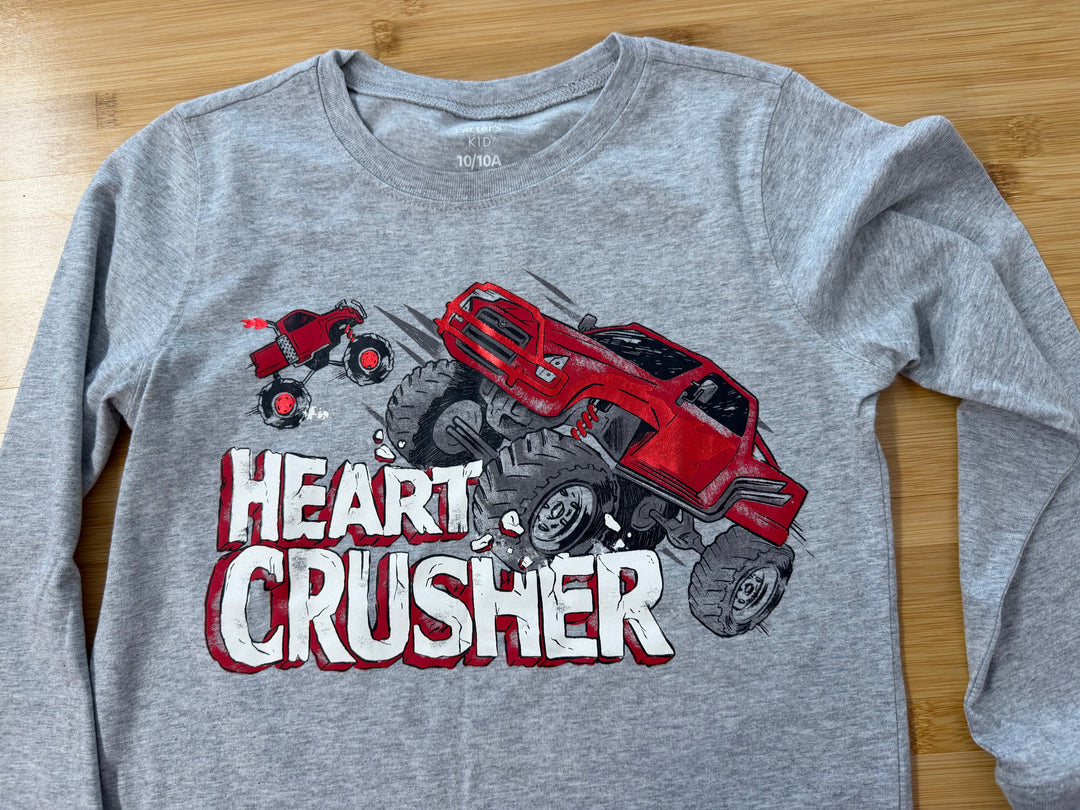 Carter's Heart Crusher Long Sleeve Shirt – 10 | Grey | Holiday