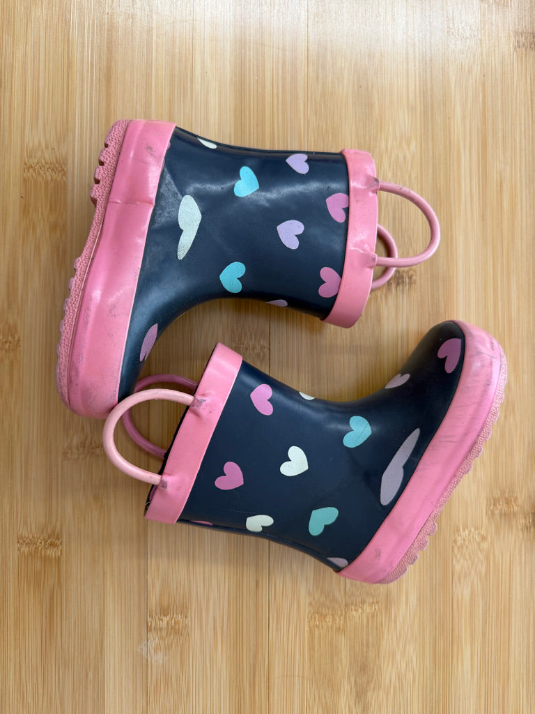 Joe Fresh Rain Boots – 6 | Navy Pink Hearts