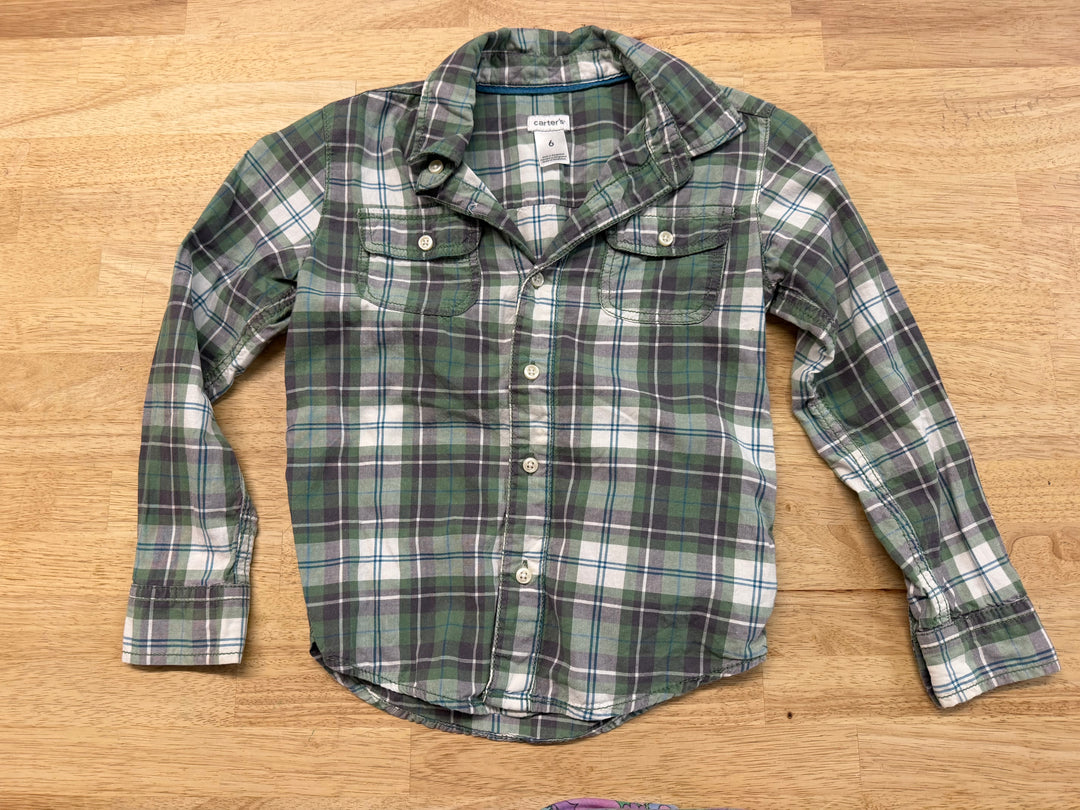 Carter's Button Down Shirt – 6 | Green Plaid