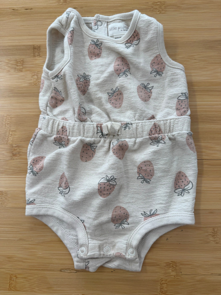 Little Planet by Carter's Bubble Romper – 12M | Beige Strawberry Sleeveless | Play