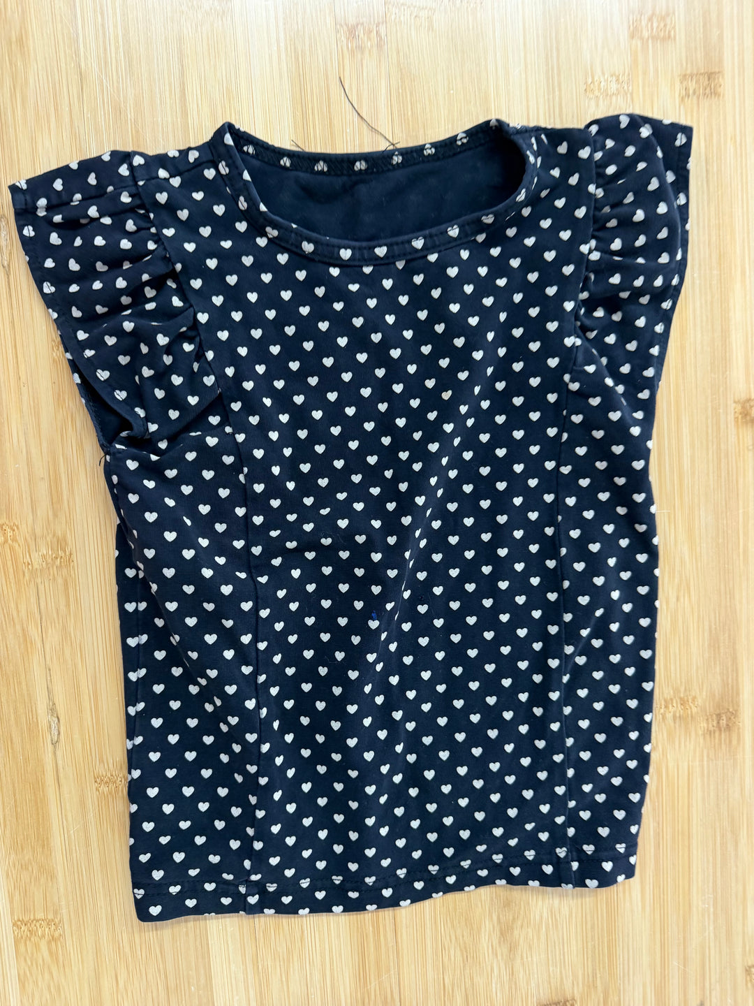 Peekaboo Beans Fitted Shirt – 3 | Girls | Black | Hearts | Short Sleeve