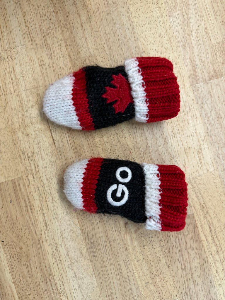 HBC Infant Mittens – Infant | Go Canada Stripe Red Black White - Nest and Sprout - Consignment