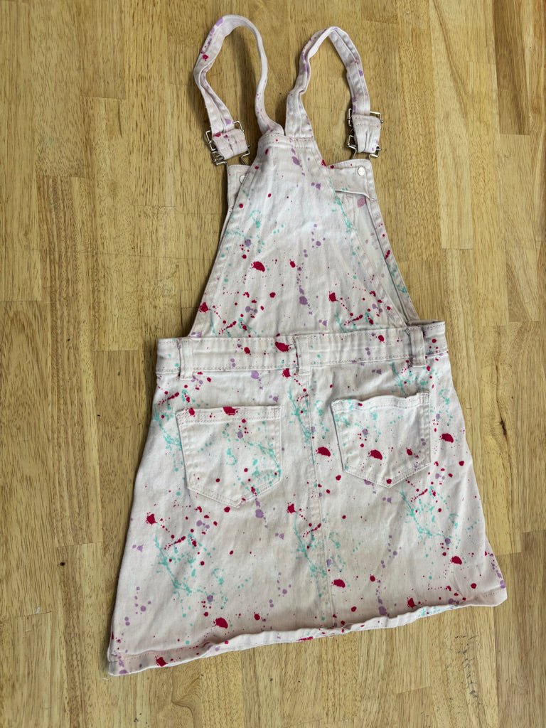 Bebe Pink Paint Splatter Denim Jumper | Size 7/8 - Nest and Sprout - Consignment