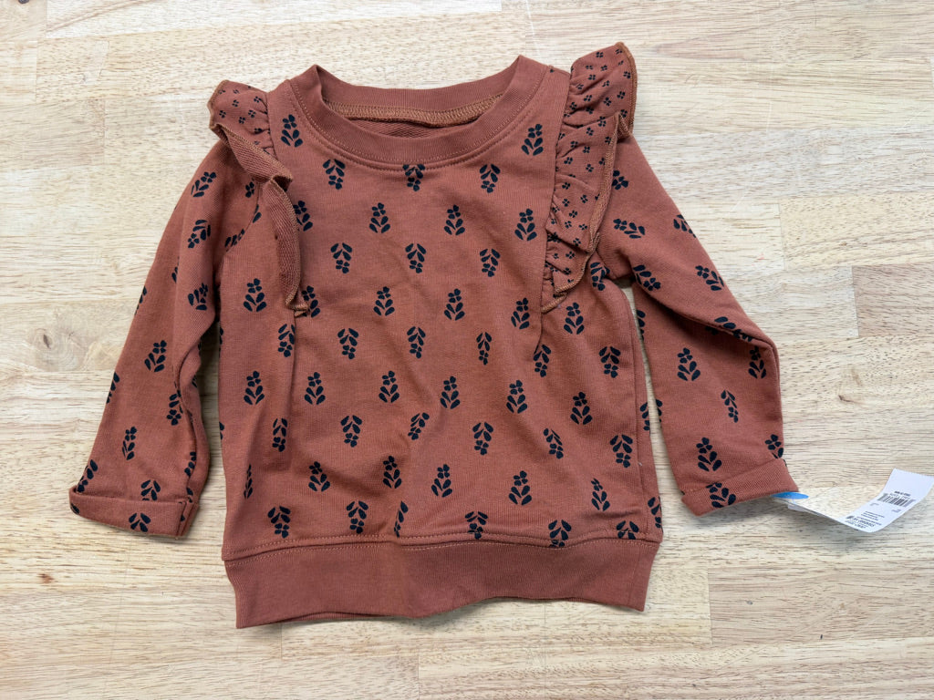 Carter's Sweatshirt – 6–9M | Brown Black Floral Print | NWT