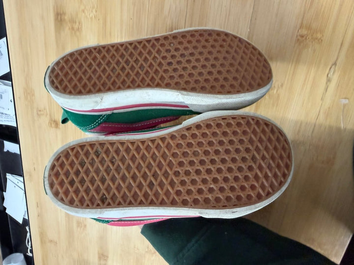 Vans Green Skate Sneakers – 10 | Green & Pink Stripes - Nest and Sprout-Consignment