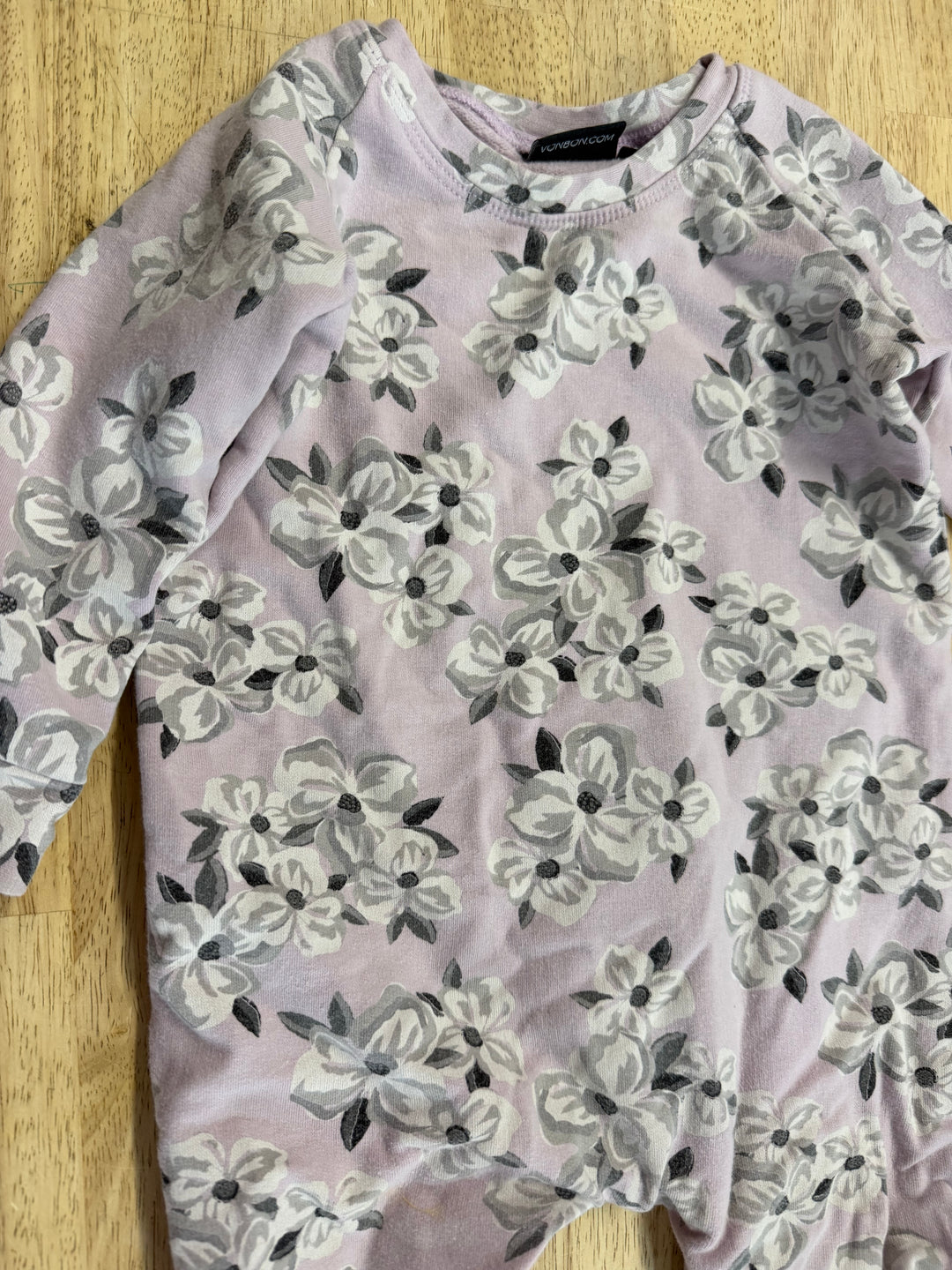 Vonbon Terry One Piece Romper – 2T | Purple Floral Print