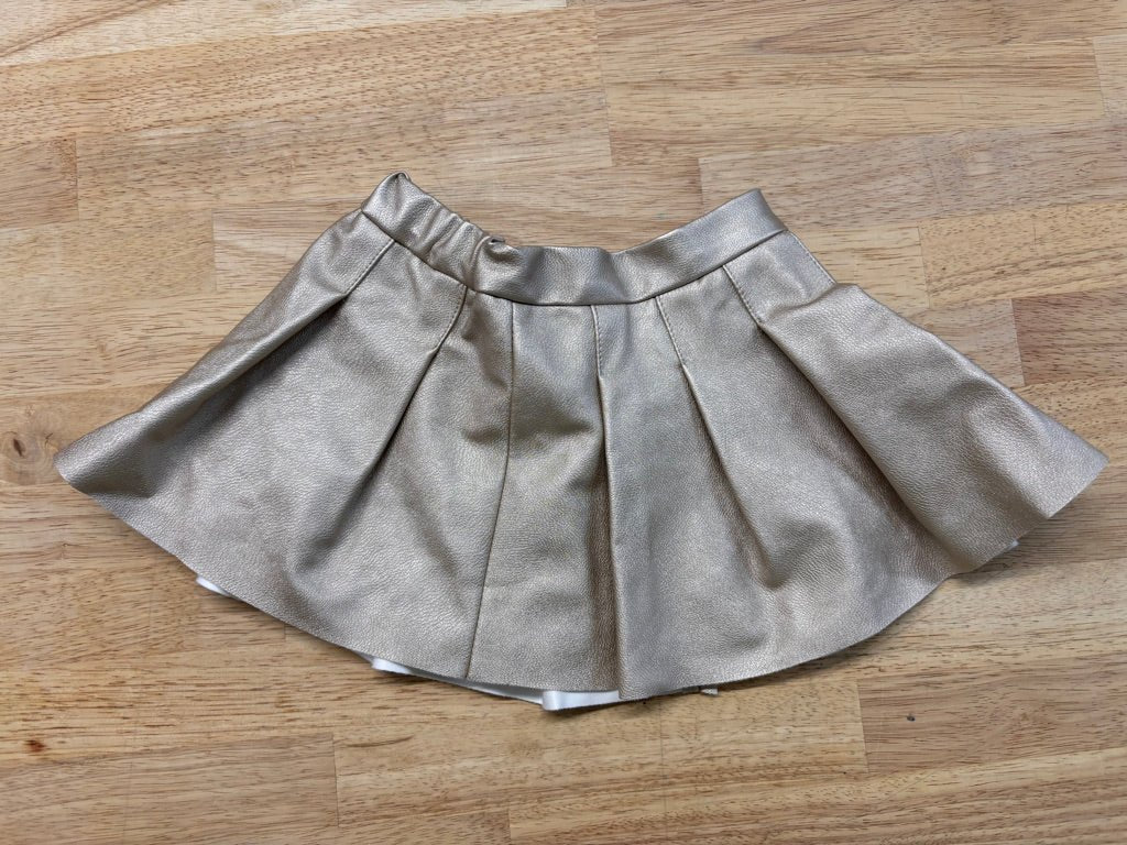 Mayoral Skirt – 12M Gold Pleated Faux Leather - Nest and Sprout - Consignment