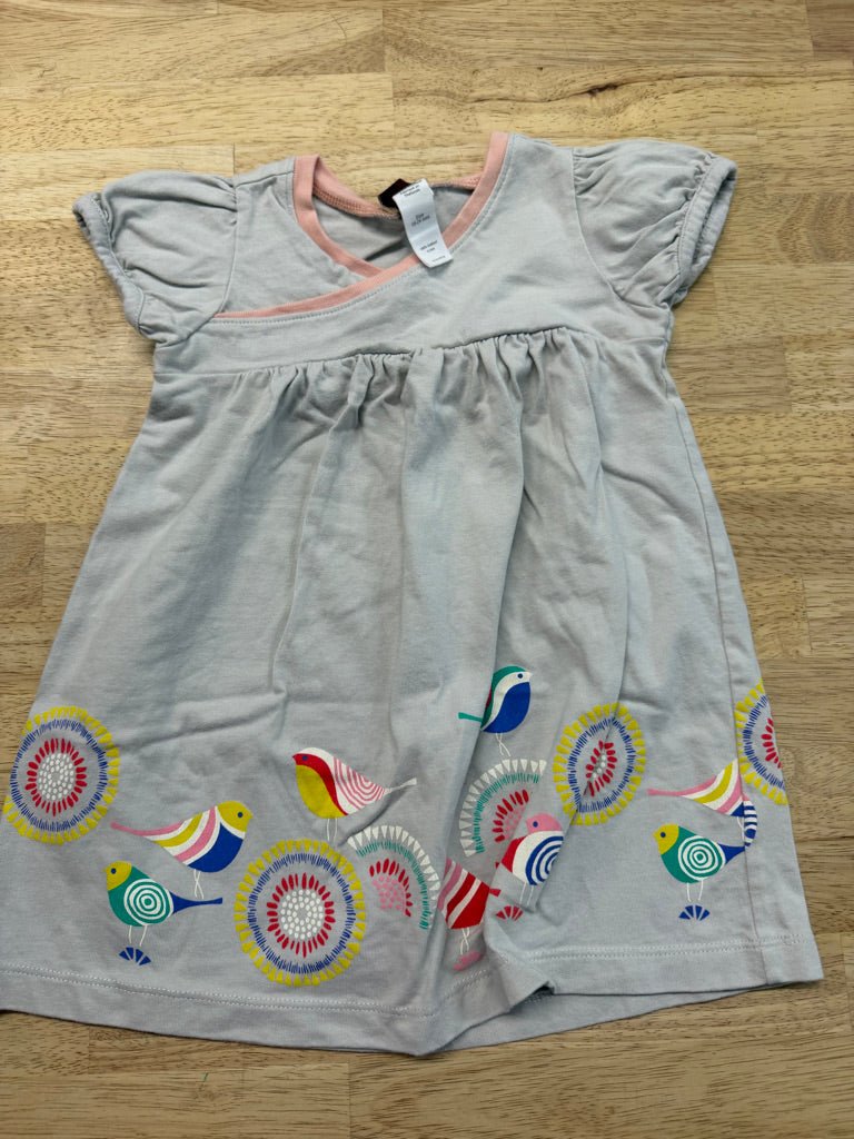 Tea Collection Beige Pink Edging Bird Print Cotton Dress – 18–24M - Nest and Sprout-Consignment
