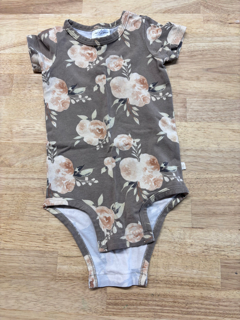 Jax & Lennon Brown Floral SS Bodysuit 6-12