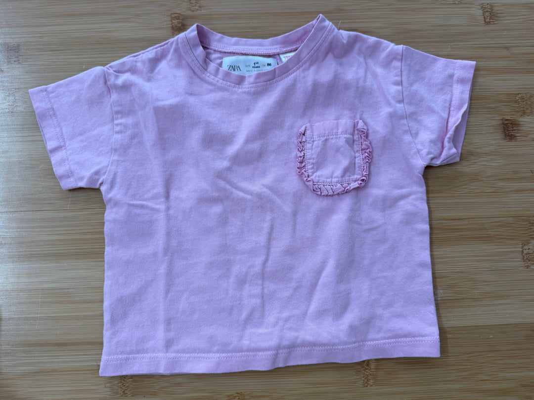 Zara Light Pink Ruffle Pocket Shirt – 18m