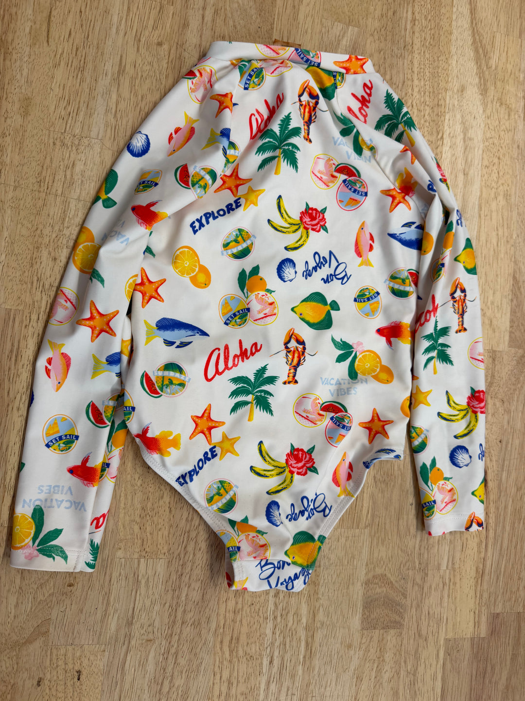 Old Navy One Piece Swimsuit – 4T | Cream | Vacation Print