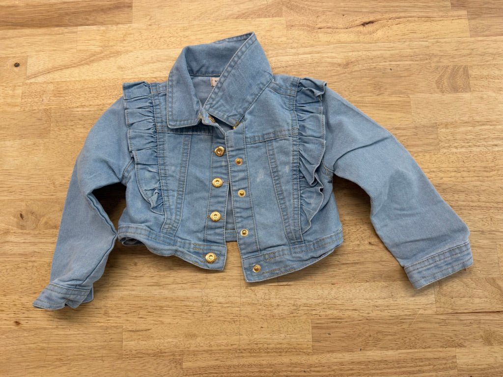 Nanette Lepore Denim Jacket – 3T | Ruffle & Gold Buttons - Nest and Sprout - Consignment