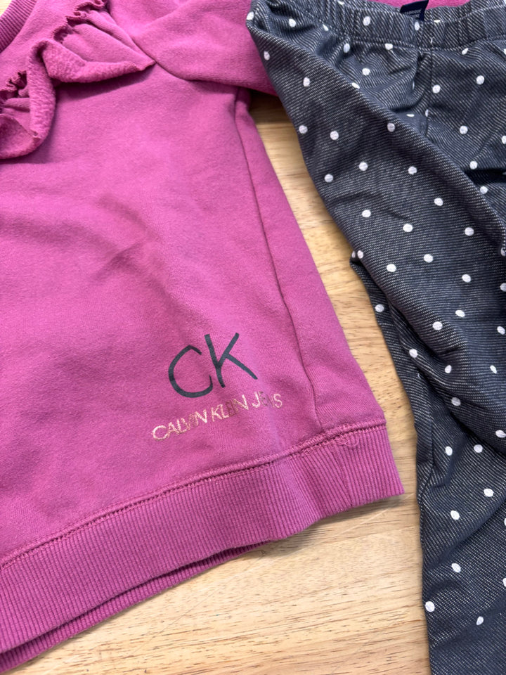 Calvin Klein 2-Piece Set – Burgundy Sweatshirt & Leggings 2T