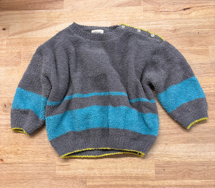 7AM Sherpa Sweater 1–2T – Grey/Blue Stripe
