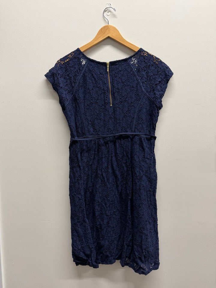 Motherhood Maternity Lace Overlay Dress – M | Blue - Nest and Sprout - Consignment