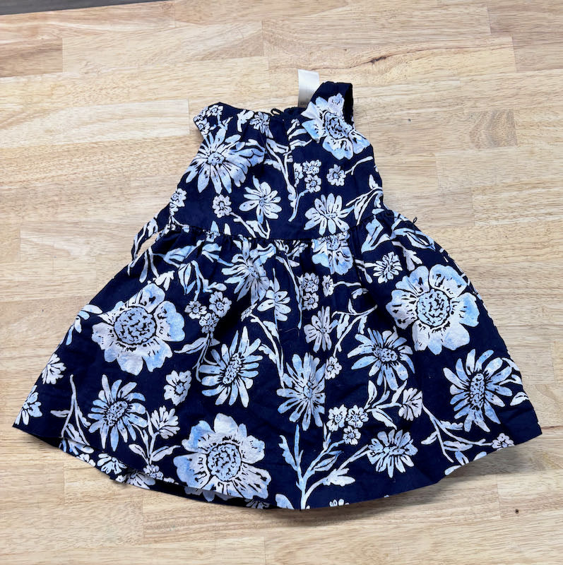 OshKosh Navy Floral Dress with Tulle | Size 12M