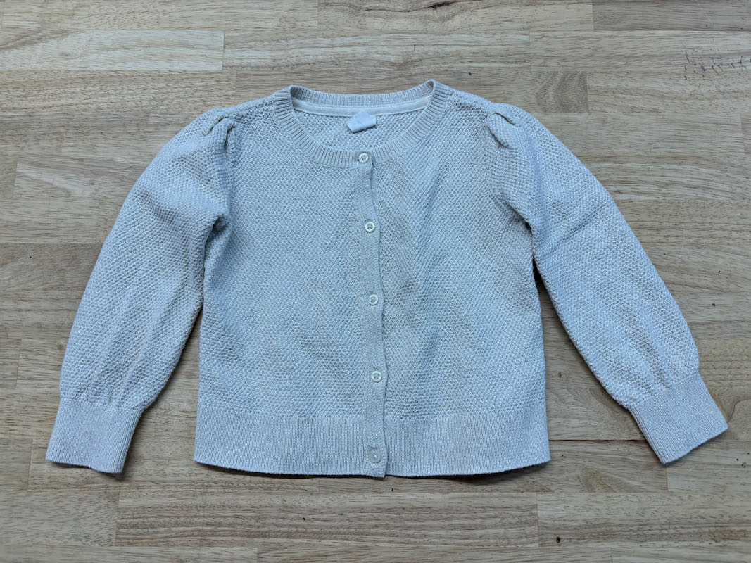 Gap Cream Cardigan with Gold Glitter | Size 4Y